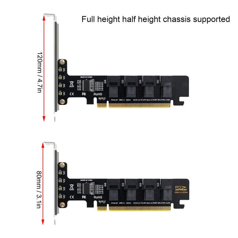  [AUSTRALIA] - PUSOKEI PCIE to U.2 Adapter Card, PCIE X16 to 4 Port U.2 NVME SFF-8643/8639 Expansion Card, PCIE 4.0 U.2 Split Card with LED Indicator for Windows