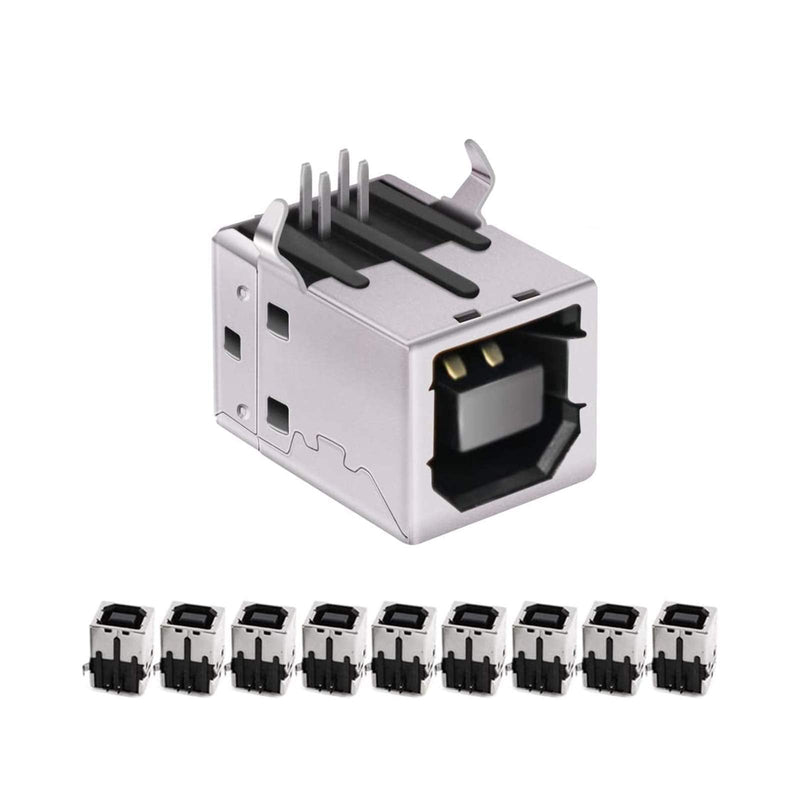  [AUSTRALIA] - USB Female Type-B Port 4-Pin Right Angle PCB DIP Jack Socket 10 Pack by MXRS