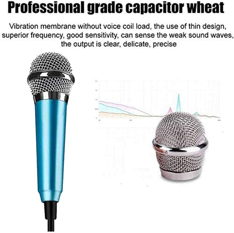 Mini Portable Vocal Microphone for Mobile Phone, Computer, Tablet, Recording Chat and Singing(Blue) blue - LeoForward Australia
