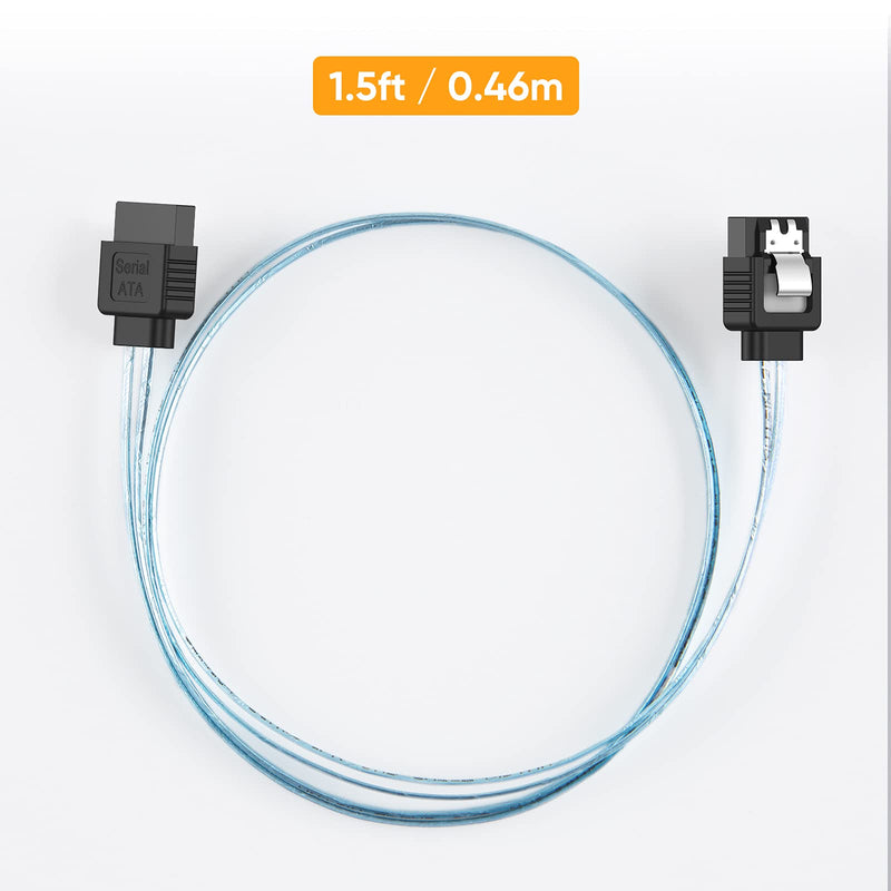 CableCreation SATA III Cable, [5-Pack] 18-inch SATA III 6.0 Gbps 7pin Female Straight to Straight Angle Female Data Cable with Locking Latch, 1.5 FT Blue 1.5FT[5-Pack] Straight-Straight - LeoForward Australia