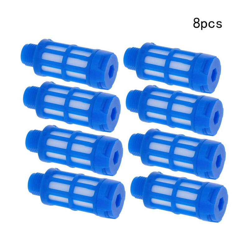 Othmro Plastic Pneumatic Muffler Exhaust Pneumatic Air Line Flow Control Muffler 1.5cm/0.59"×1.5cm/0.59"×3.5cm/1.38" Blue 8PCS - LeoForward Australia