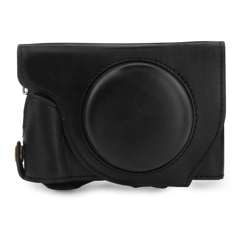  [AUSTRALIA] - MegaGear Ever Ready Leather Camera Case Compatible with Canon PowerShot G5 X Mark II Black