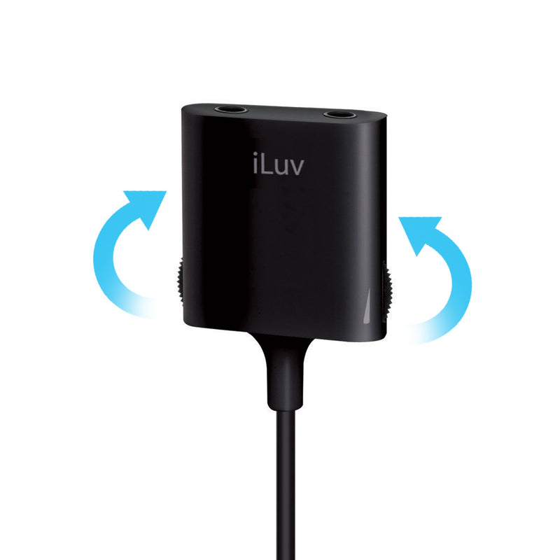 iLuv (i111) 2-Way Splitter Adapter with Independent Volume Control/Mute for iPhone, iPad Air, iPad Mini, Samsung Galaxy, other smartphones and Other 3.5mm Devices - LeoForward Australia