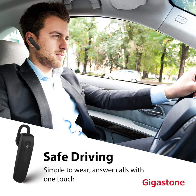  [AUSTRALIA] - Gigastone D1 Bluetooth Earpiece, Wireless Handsfree Headset with Microphone, 6-8 Hrs Driving Single Ear Bluetooth Headset, Noise Canceling Mic, Compatible with iPhone Android