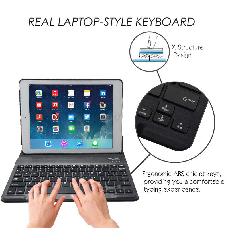 Eoso Keyboard Case for iPad 2/3/4 Built-in Wireless Slim Shell Magnetic PU Protective Cover for Men Women (Black) Black - LeoForward Australia