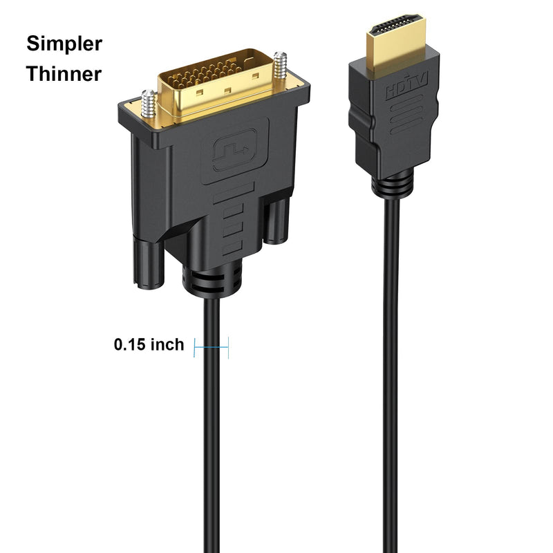  [AUSTRALIA] - HDMI to DVI Cable 5 Feet, Male DVI-D (24+1) to HDMI Male Adapter Cable 1080P Full High Speed Adapter Cord Compatible for Computer, PC, Raspberry Pi, Roku, Xbox One, PS4 PS3, Graphics Card 5ft black