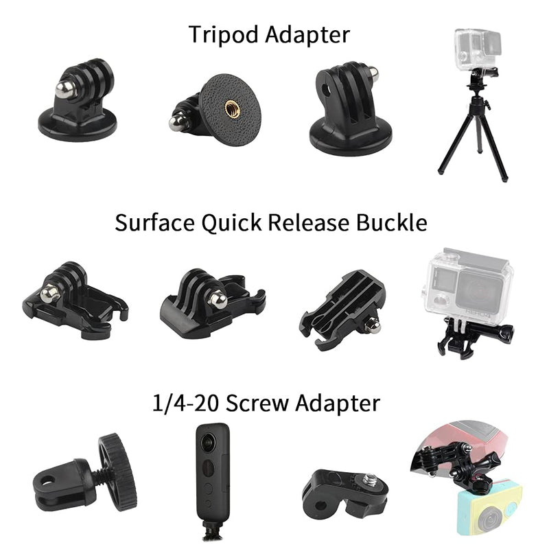  [AUSTRALIA] - Universal Action Camera Accessory Kit, 20-in-1 Grab Bag Mount Kit, Helmet Chin Mount Accessory Kit, J Hook Buckle Mount, Adhesive Mount, Sports Camera Accessory Bundle