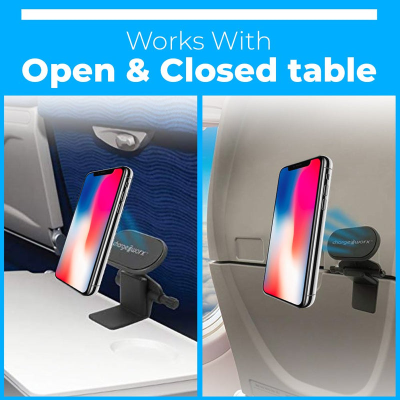  [AUSTRALIA] - ChargeWorx Airplane Magnetic Phone Mount & Tablet Mount | Universal In Flight Airplane Phone Holder Mount | 360 Degree Rotation Tablet Holder for Airplane | Tray Table Viewing for Smartphones, Tablets