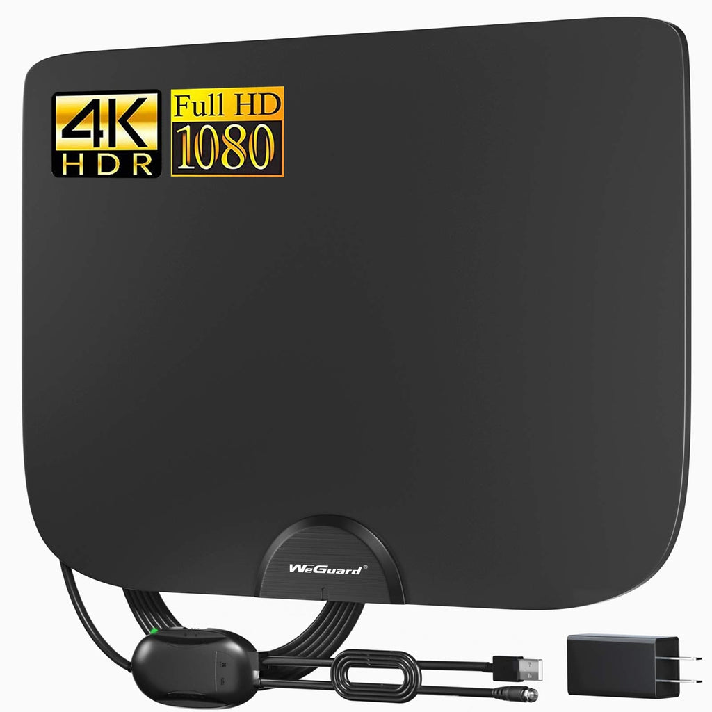  [AUSTRALIA] - ABLEGRID TV Antenna, Indoor Amplified HD TV Antenna Up to 180 Miles Range, Support 4K 1080P HD VHF UHF for Local Channels，Amplifier Signal Booster and 18 Ft Coax Cable