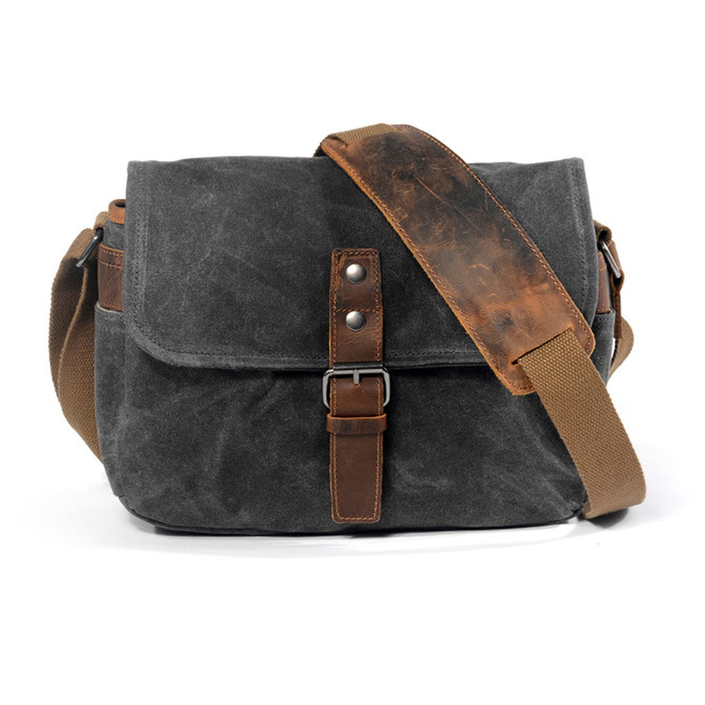  [AUSTRALIA] - WISEHOMER Vintage Dslr Camera Bag,Waterproof Canvas Photography Packages, Cameras and Lenses Shoulder Sling Case, Micro Single Messenger Men (Dark Grey) Dark Grey