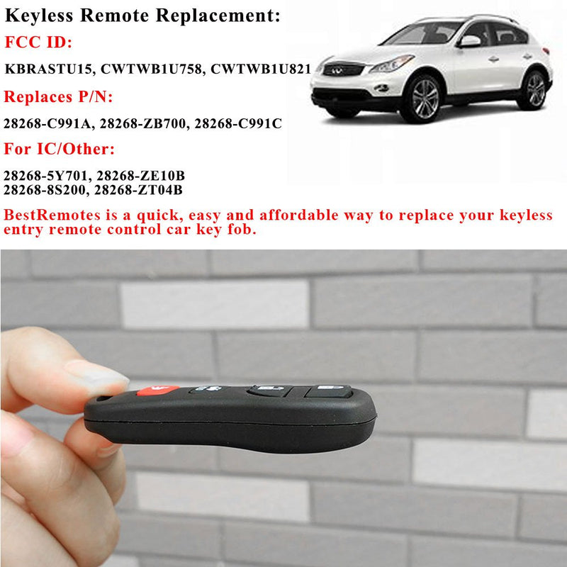  [AUSTRALIA] - Compatible for 2002-2006 Nissan Altima Nissan Maxima Keyless Entry Remote Control Car Key Fob Replacement for KBRASTU15(Pack of 2)