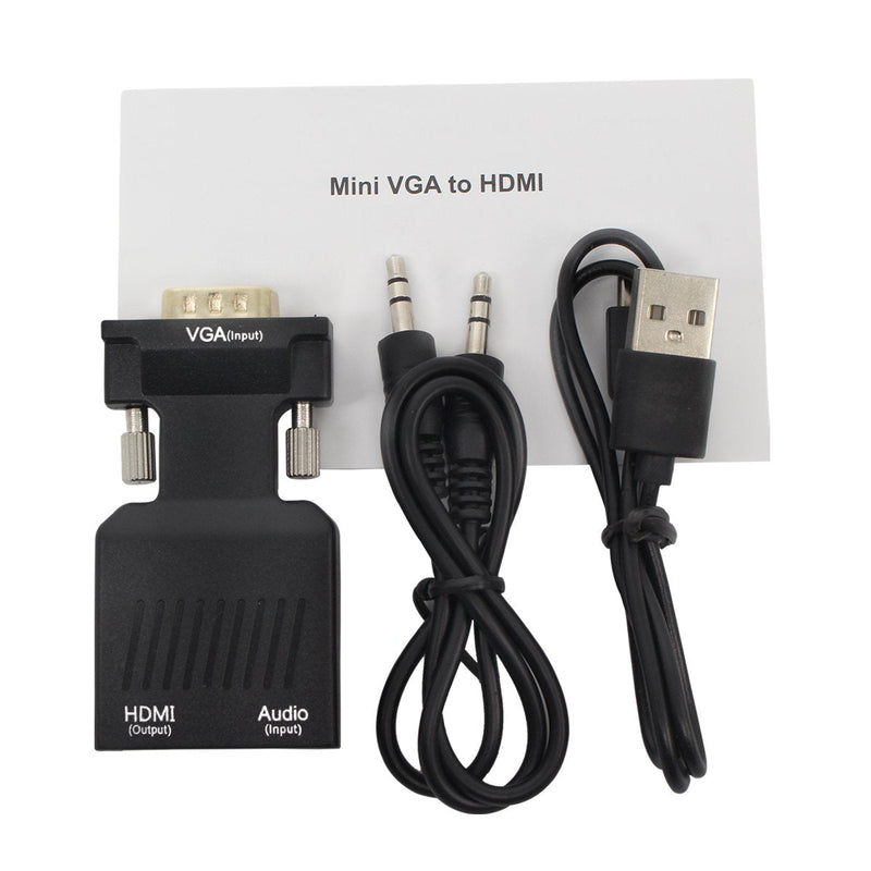  [AUSTRALIA] - VGA to HDMI Converter 1080 P VGA to HDMI Adapter with Video 1080P for PC Laptop to HDTV Projector with Audio Cable and USB Cable