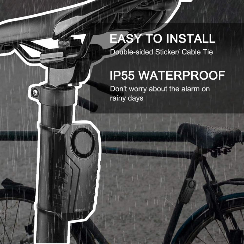  [AUSTRALIA] - Wsdcam 113dB Bike Alarm Wireless Vibration Motion Sensor Waterproof Motorcycle Alarm with Remote