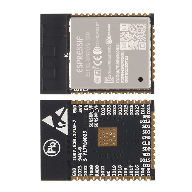  [AUSTRALIA] - DORHEA 5PCS ESP-WROOM-32D ESP32 Bluetooth and WiFi Low Power Module integrates ESP32-D0WD Generic Wi-Fi+BT+BLE MCU Modules for Voice Encoding Music Streaming and MP3 Decoding