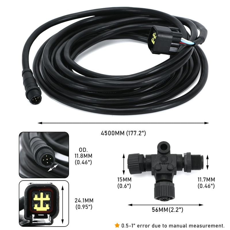  [AUSTRALIA] - PQY 000-0120-37 Engine Interface Cable with T-Connector Replacement for Yamaha Engine Interface Cable Connects to NMEA 2000 Network for Year of 2006-2023 (4.5m/15ft)