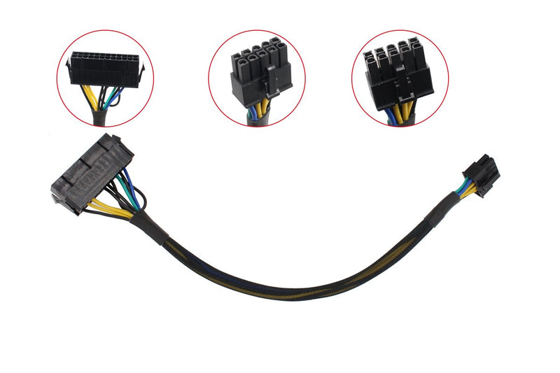  [AUSTRALIA] - 24 Pin to 10 Pin ATX PSU Main Power Supply Adapter Braided Sleeved Cable for IBM/Lenovo PCs Motherboard and Servers 12-inch (30cm)