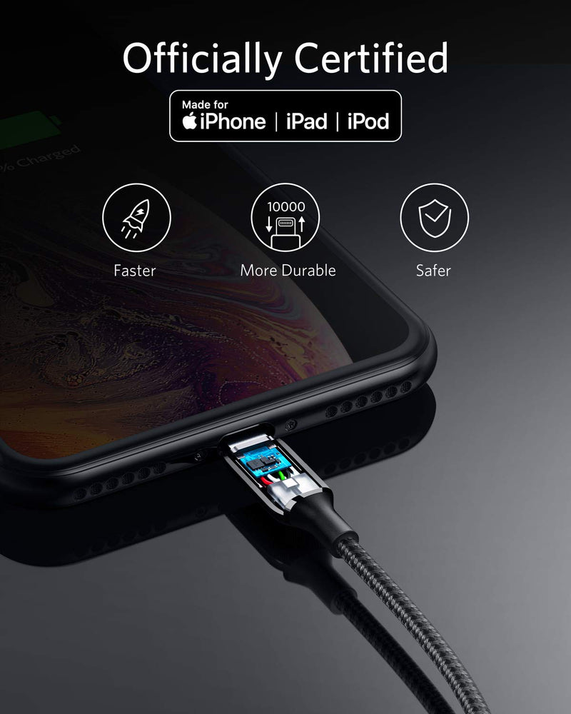 Anker Powerline+ III Lightning to USB A Cable, (3ft MFi Certified), USB Charging/Sync Lightning Cord Compatible with iPhone 11 / Xs MAX/XR/X / 8/7 / AirPods, iPad and More 3ft Black - LeoForward Australia