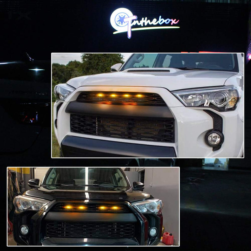  [AUSTRALIA] - GTINTHEBOX 4 Pcs Led Grille Amber Light for 2014-2019 Toyota 4Runner TRD Pro Grille SR5 TRD off-road Limited TRO Pro - Smoked Shell Smoked Shell Amber Light