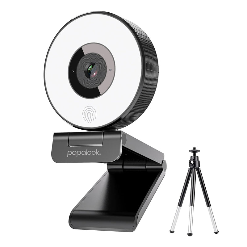  [AUSTRALIA] - 1080P Webcam Streaming with Ring Light and Tripod, papalook PA552 Full HD Web Camera with Upgraded Stereo Microphone, Plug N Play for PC Desktop Computer Mac Laptop Online Meeting