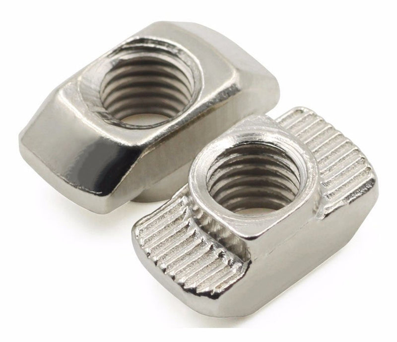  [AUSTRALIA] - PZRT 3030 Series 50-Pack M6 T-Nuts,Carbon Steel Nickel-Plated Half Round Roll in Sliding T Slot Nut 8mm Slot Aluminum Profile Accessories