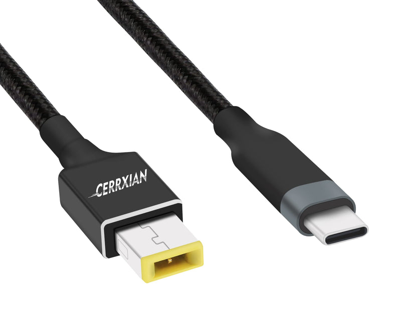  [AUSTRALIA] - CERRXIAN 6.5ft 100W PD USB Type C Male Input to Slim tip Male Power Charging Cable for ThinkPad X1 Carbon T470s T470 T460 T460s T450 T450s(Square-100W)