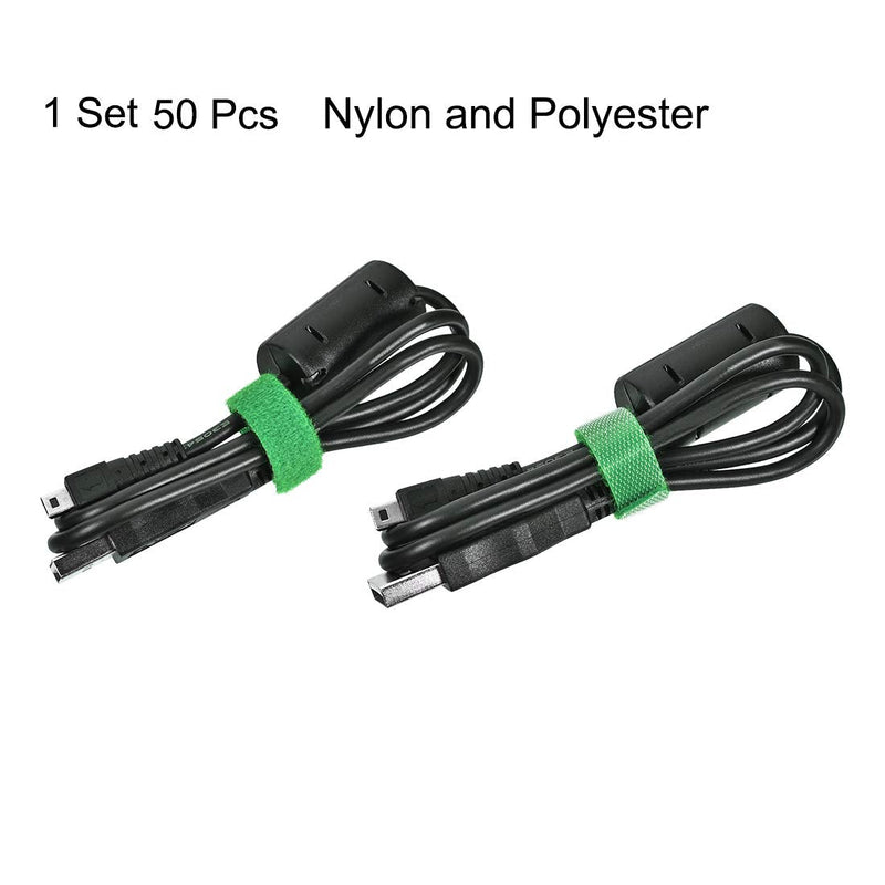  [AUSTRALIA] - uxcell Reusable Cable Ties, 4 Inch Hook and Loop Cord Wraps, Green Zip Tie 50pcs