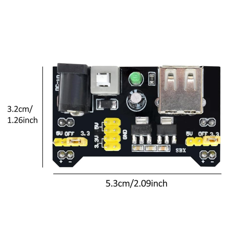  [AUSTRALIA] - Oiyagai 5pcs Breadboard Power Supply Module 3.3V/5V for Arduino Board Solderless Breadboard