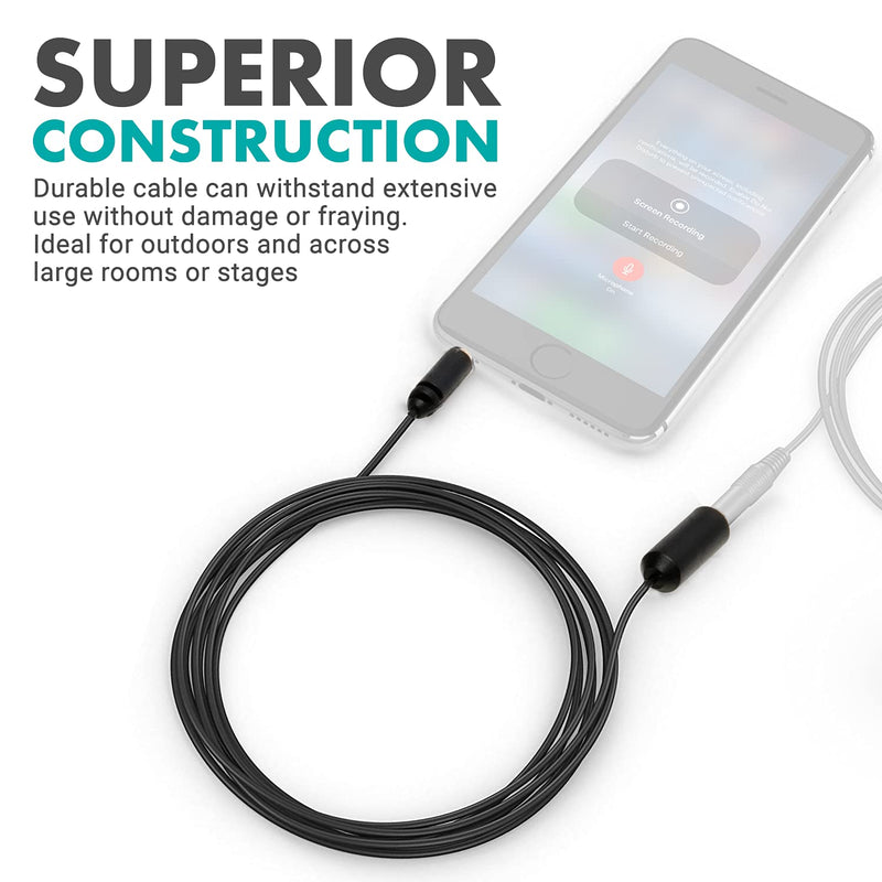  [AUSTRALIA] - Movo PM10EC6 3.5mm Extension Cord 20 Ft - Male to Female 3.5mm TRRS Headphone Extension Cable - Aux Cord for iPhone, Android - Movo Mic Cord TRRS Extension Cable for Lav Mic and HiFi Speaker Cables