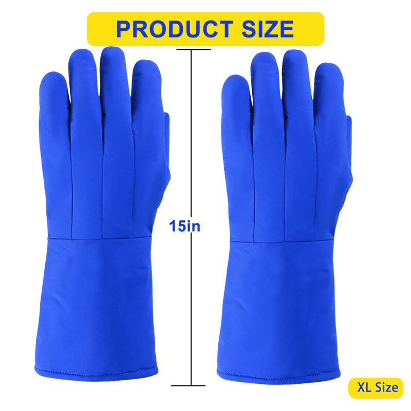  [AUSTRALIA] - Waterproof Cryogenic Gloves Low Temperature Protective Cowhide Gloves for Dry Ice Liquid Nitrogen Cold Storage 15inch