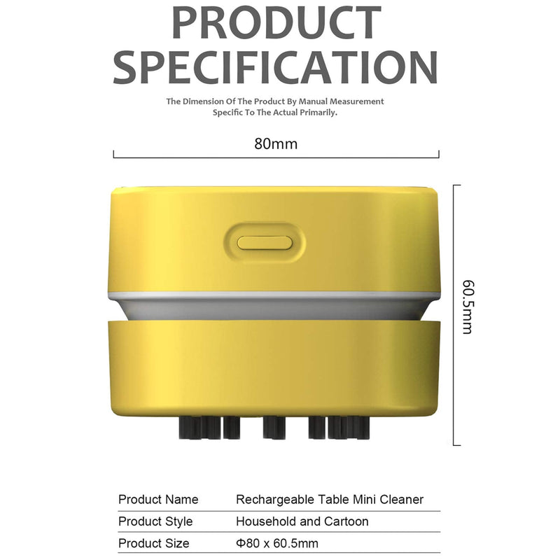  [AUSTRALIA] - ODISTAR Desktop Vacuum cleaner,Mini table dust sweeper Energy Saving with auto power-off function,High endurance up to 400 mins,Cordless&360º Rotatable Design for Keyboard/Home/Offic (Yellow charging) Yellow Charging