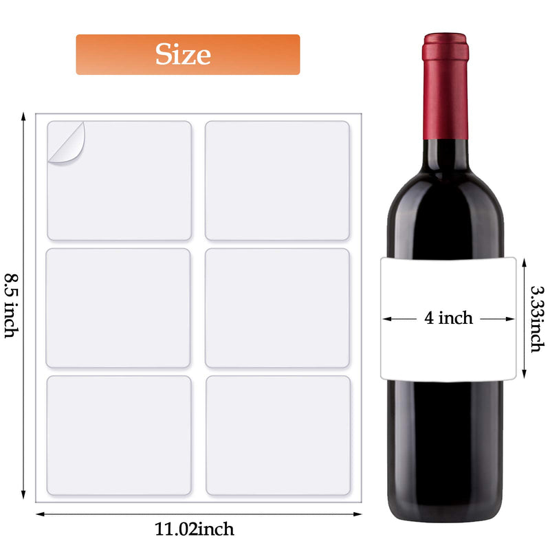 120 Pieces 4 x 3-1/3 Inch Blank Wine Label Matte White Label Sticker Adhesive Wine Bottle Labels Printable Stickers for Laser and Inkjet Printers for DIY Supplies, 6 Pieces/Sheet, 20 Sheets in Total 120 - LeoForward Australia