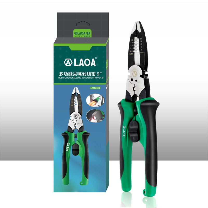  [AUSTRALIA] - LAOA Wire Stripper 9 Inch Cable Cutters 1-4mm² Stripping Wood Screw M3 M4 Nail Cutting Crimping Electrician Hand Tools 320929 LA320929