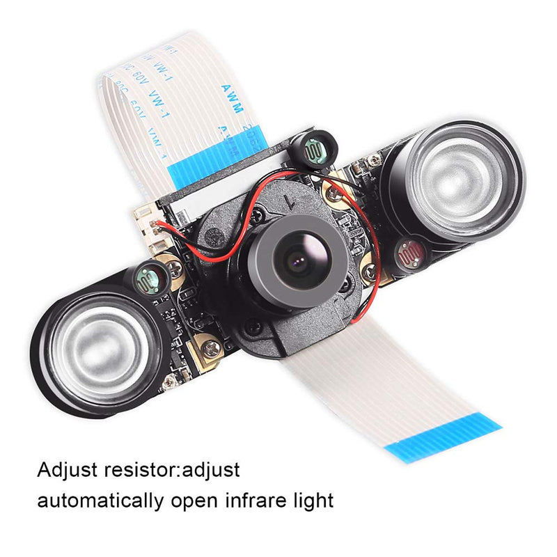  [AUSTRALIA] - DORHEA Raspberry Pi 4 Camera Module Automatic IR-Cut Sensor Day/Night Vision Video Webcam HD 5MP 1080P OV5647 Adjustable Focus with IR Sensor LED Light for Raspberry Pi 3 B+ 4B 2 Model B/B+ / A/A+ module+led