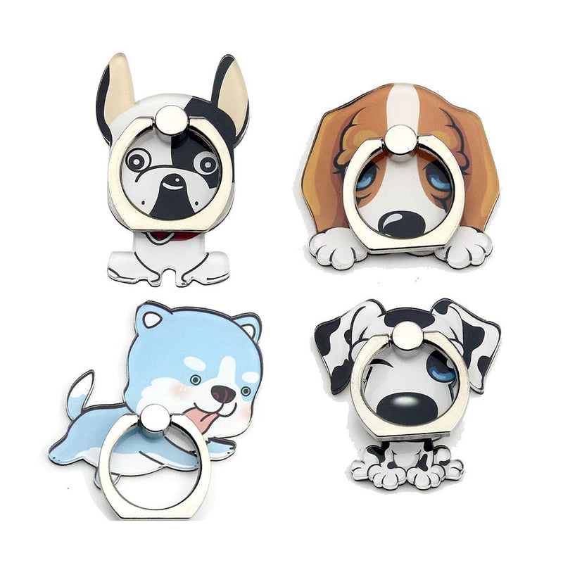  [AUSTRALIA] - 4-Pcs Phone Ring Holder Stand, Cute Animal Dogs Cats Butterfly Ring Stand 360 Rotation Finger Ring Grip Kickstand for Cellphones and Tablets (Dogs Ring) Dogs Ring