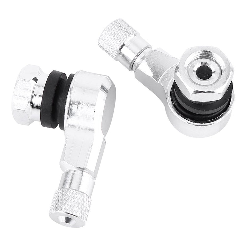  [AUSTRALIA] - Keenso 90 Degree Angled Tire Valve Caps Valve Stems Cover Adapter for Car Motorcycle Bike Scooter (Silver) Silver
