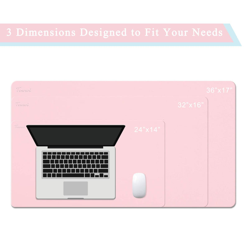 TOWWI Dual Sided Desk Pad, 32" x 16" PU Leather Desk Mat, Waterproof Desk Blotter Protector Mouse Pad (Blue/Pink) Blue/Pink 32" x 16" - LeoForward Australia