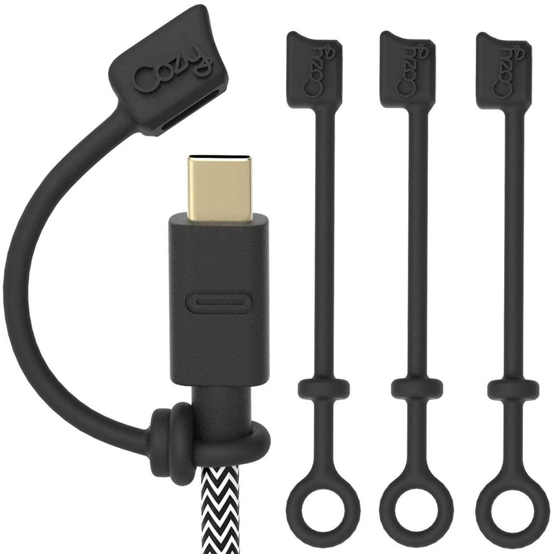  [AUSTRALIA] - [4-Piece] Cozy USB Caps for USB C Cable - Cap Provides Dust and Oxidation Protection, Projection Adapter Cover, Protects During Travel, Portable, Designed by Cozy (Black) USB-C - Black