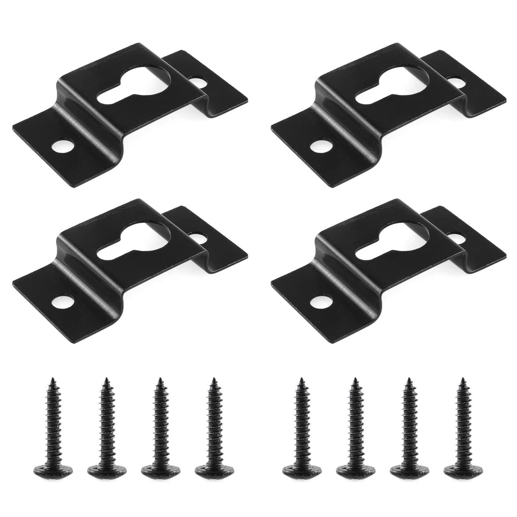  [AUSTRALIA] - DGZZI Hanging Speaker Bracket 4PCS Black Wall Mount Iron Hook Hanger Plate Connectors with Mounting Screws for Surround Sound Box Audio Speaker Keyhole Hanger