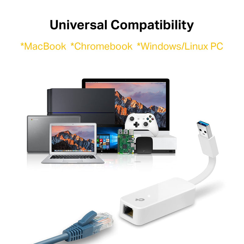  [AUSTRALIA] - TP-Link USB to Ethernet Adapter, Foldable USB 3.0 to 10/100/1000 Gigabit Ethernet LAN Network Adapter, Support Windows 10/8.1/8/7/Vista/XP for Desktop Laptop Apple MacBook Linux (UE300)