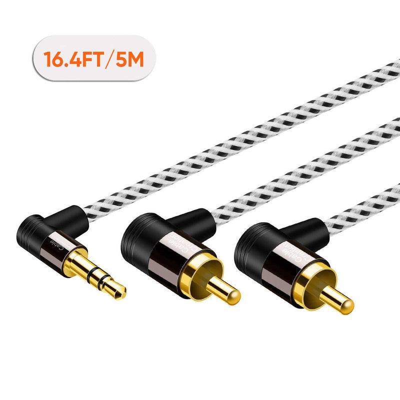  [AUSTRALIA] - CableCreation 3.5mm to RCA, Long 16ft Angle 3.5mm Male to 2RCA Male Auxiliary Stereo Audio Y Splitter Gold-Plated for Smartphones, MP3, Tablets, Speakers,Home Theater,HDTV,5M 16.5FT Angled