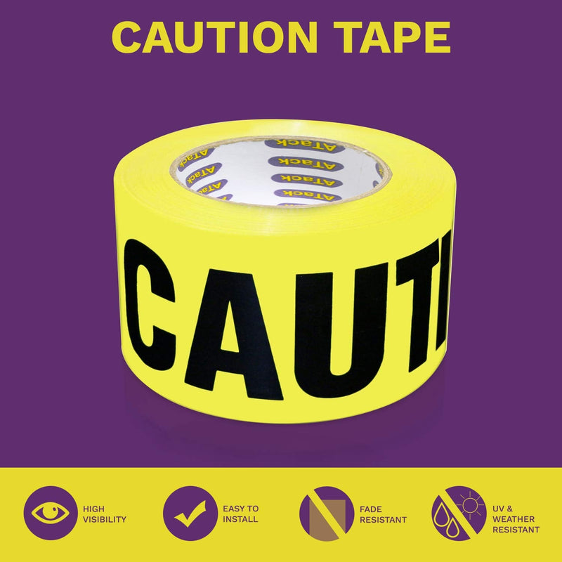  [AUSTRALIA] - ATack Caution Tape Roll Non Adhesive 3-Inch x 1000-Foot Yellow Black Barricade Safety Tape- High Visibility for Workplace Safety