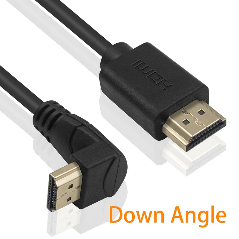 Poyiccot HDMI 2.0 Male to Male Cable 90 Degree, 2 Feet / 60cm HDMI Male to Male Downward Angle Cable 60Hz, 4K 2K Gold Plated High Speed (M/M Down) - LeoForward Australia