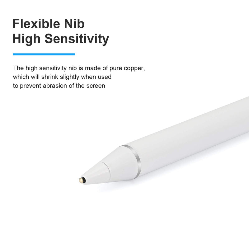 Stylus Pen for Touch Screens Rechargeable 1.5mm Fine Point Active Stylus Pen Smart Pencil Digital Compatible iPad and Most Tablet (White 1) White 1 - LeoForward Australia