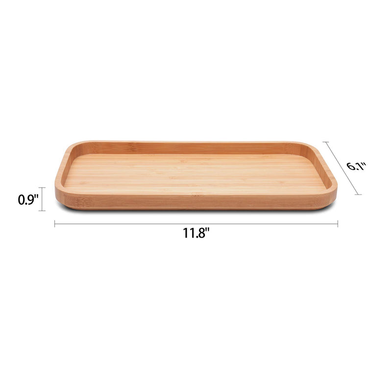  [AUSTRALIA] - Satu Brown Bamboo Vanity Tray, Bathroom Counter Tray, Bamboo Tray for Bathroom and Home Decor, 11.8L x 6.1W x 0.9H inches