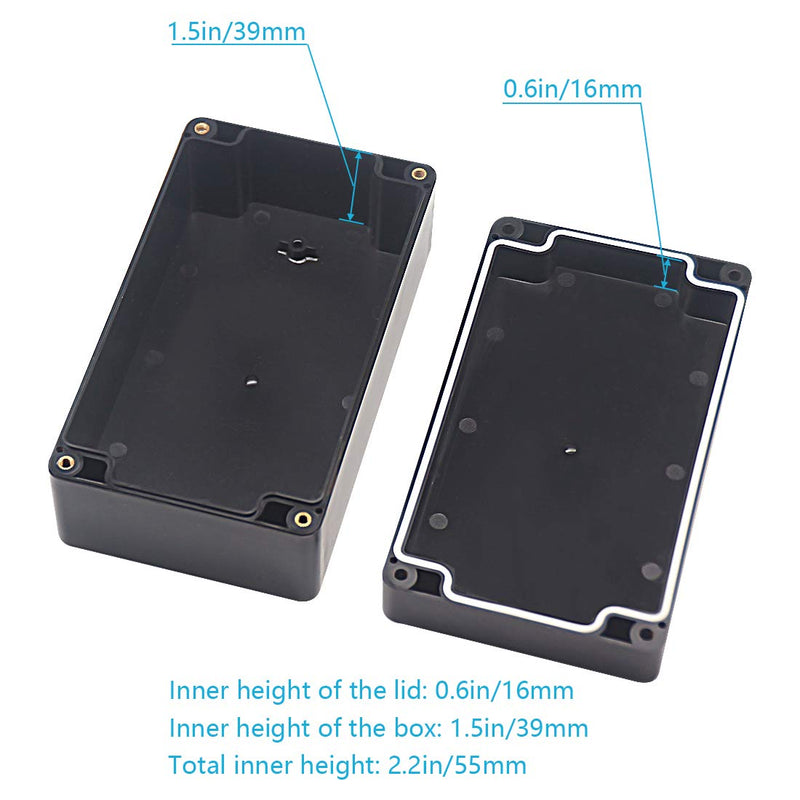  [AUSTRALIA] - Zulkit Junction Box Waterproof Dustproof IP65 ABS Plastic Project Box Universal Electrical Boxes Enclosure Black 6.22 x 3.54 x 2.36 inch (158 x 90 x 60 mm)(Pack of 2) 6.22'' x 3.54'' x 2.36''(Pack of 2)