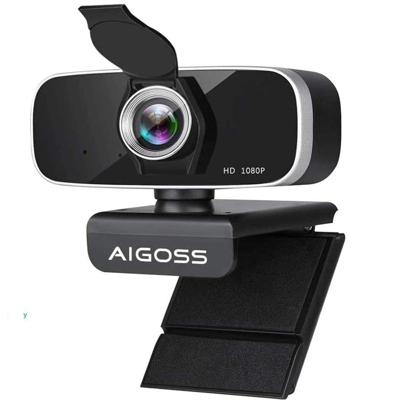  [AUSTRALIA] - Aigoss Webcam with Microphone & Privacy Cover, 1080P Full HD Web Camera for Streaming, Video Calling, Conference, Recording, Gaming, Computer Camera Laptop USB Webcam