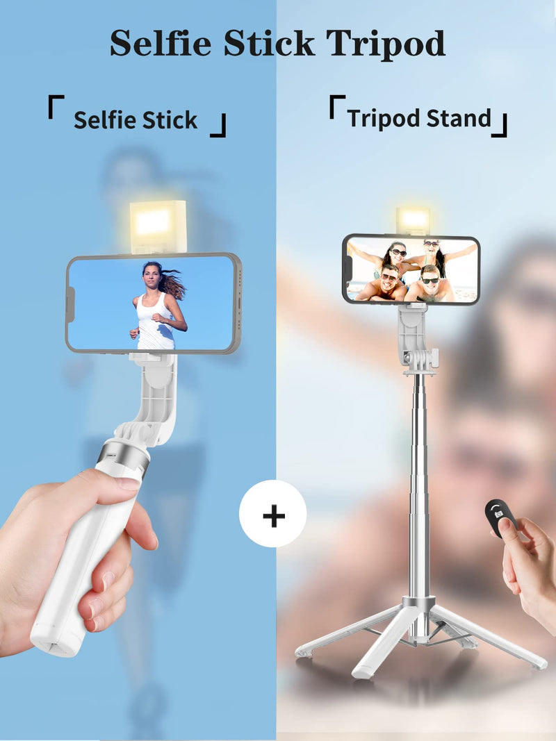  [AUSTRALIA] - Selfie Stick Tripod with Rechargeable Remote, Cell Phone Tripods with Detachable Light, Ultra Stable Quadrapod, for iPhone 14 13 12 pro Xs Max Xr X 8Plus 7, Android, Samsung Galaxy S22 S21 and More White