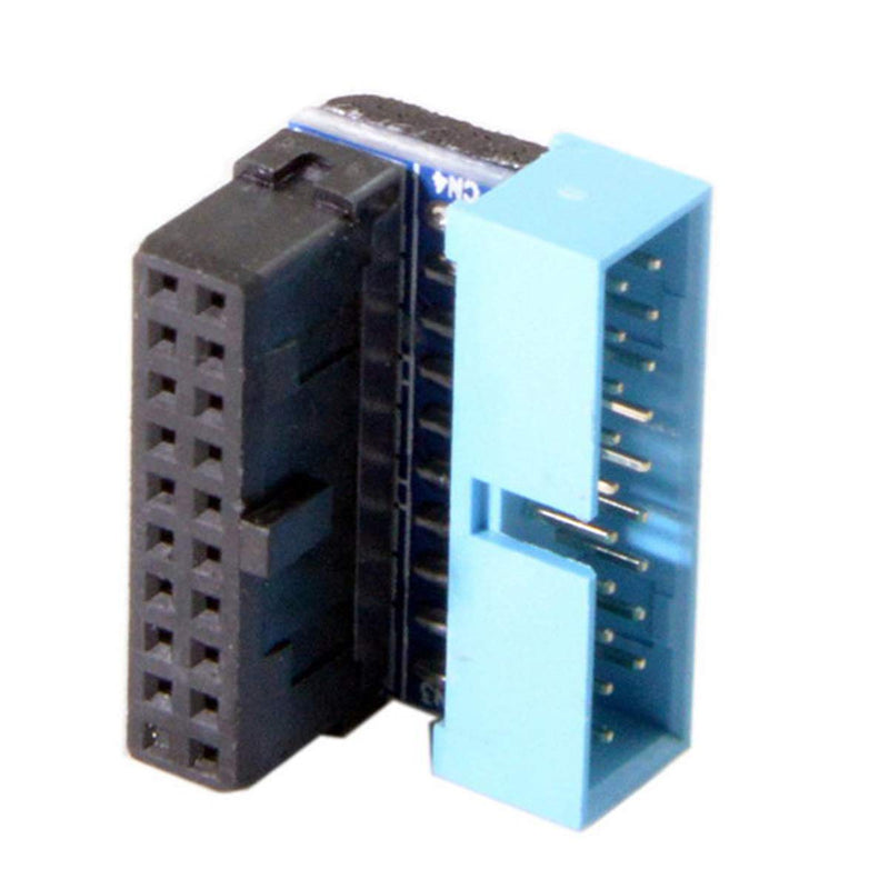 [AUSTRALIA] - Cablecc USB 3.0 20pin Male to Female Extension Adapter Up Down Angled 90 Degree for Motherboard Mainboard (Down Angled) Blue Down