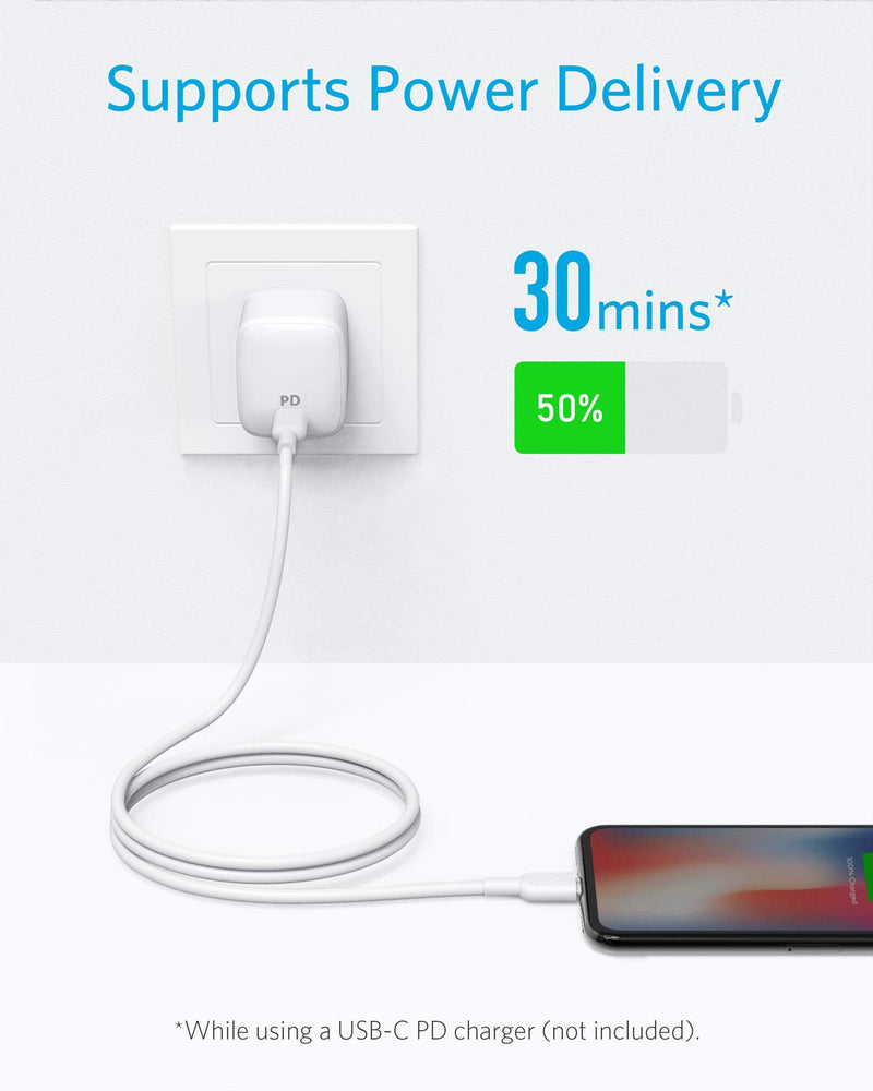 Anker USB C to Lightning Cable [6ft MFi Certified] Powerline II for iPhone 12 Pro Max/12/11 Pro/X/XS/XR/8 Plus/AirPods Pro, Supports Power Delivery (Charger Not Included) (White) 6ft White - LeoForward Australia