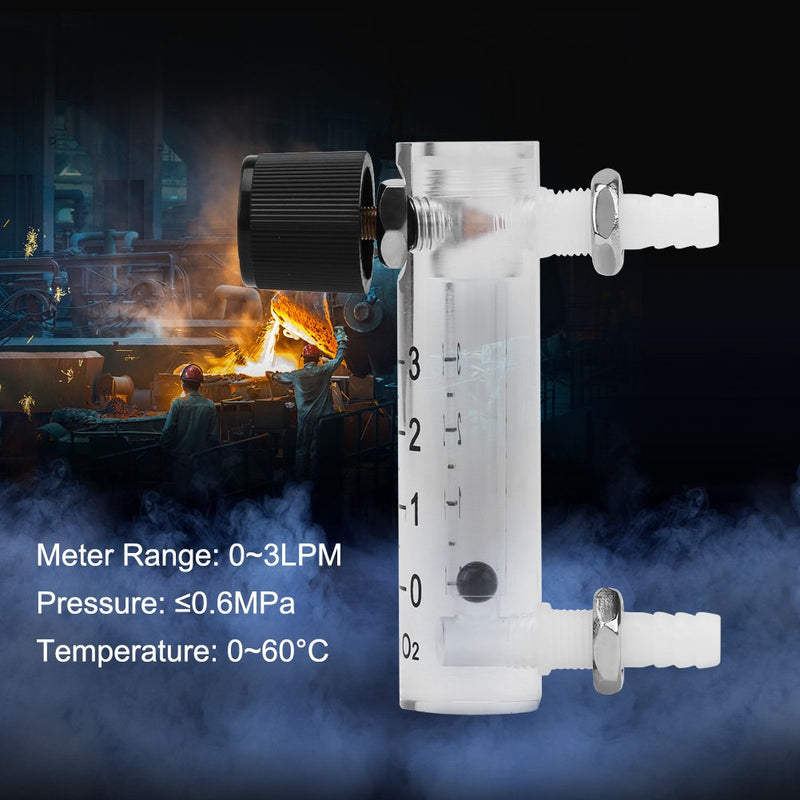  [AUSTRALIA] - VIFER Gas Flow Meter, 0-3LPM Flow Meter Gas Flowmeter Air Flow Meter with Control Valve for Oxygen/Air/Gas